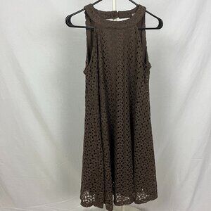 Altar'd State Brown Lace High Neck Open Back Sleeveless Flowy Midi Dress Size S